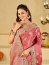 Rose Pink Banarasi Silk Saree with Heavy Embroidered Scallop Border & Rich Zari Woven Pallu | Designer Wedding Festive Saree