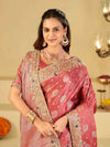 Rose Pink Banarasi Silk Saree with Heavy Embroidered Scallop Border & Rich Zari Woven Pallu | Designer Wedding Festive Saree