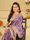 Lavender Purple Banarasi Silk Saree with Heavy Embroidered Scallop Border & Rich Zari Woven Pallu | Designer Wedding Festive Saree