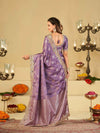 Lavender Purple Banarasi Silk Saree with Heavy Embroidered Scallop Border & Rich Zari Woven Pallu | Designer Wedding Festive Saree