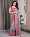 Graceful Green & Beige Saree with Exquisite Floral Prints – Perfect for Weddings & Festive Wear
