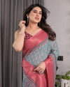 Graceful Green & Beige Saree with Exquisite Floral Prints – Perfect for Weddings & Festive Wear