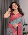 Graceful Green & Beige Saree with Exquisite Floral Prints – Perfect for Weddings & Festive Wear