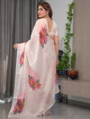 Blush Peach Satin Georgette Floral Printed Saree with Attached Blouse – Buy Online | Shree Roop