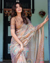 Coffee Brown Handloom Cotton Saree with Classical Art & Sacred Cow Pallu
