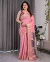 Peach Handloom Cotton Saree with Illustrated Story Panel Prints & Zari Border | Artistic Ethnic Wear | 5.5m Saree + 0.8m Blouse Piece
