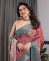 Multicolor Handloom Cotton Saree with Rajasthani Folk Dance Digital Print & Contrast Zari Border | Artistic Cultural Drape | 5.5m Saree + 0.8m Blouse
