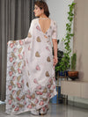 Peach Satin Georgette Floral Digital Printed Saree with Attached Blouse – Buy Online | Shree Roop