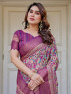 Wine Purple Multicolor Floral Woven Saree with Antique Zari Border & Rich Designer Pallu – Festive Ethnic Wear