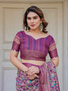 Wine Purple Multicolor Floral Woven Saree with Antique Zari Border & Rich Designer Pallu – Festive Ethnic Wear