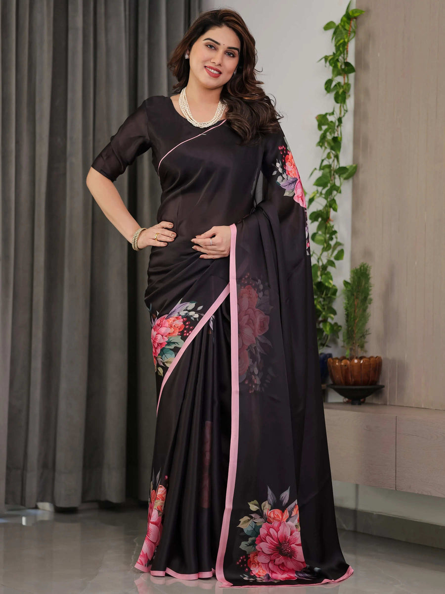Rust Beige Handloom Cotton Saree with Vibrant Elephant Parade Print & Red Floral Pallu