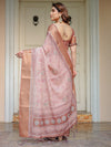 Dusty Peach & Copper Zari Woven Saree with Pastel Motifs & Tassels – Festive Traditional Wear