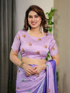 Olive Green & Ivory Handloom Cotton Saree with Lotus Blooms and Royal Elephant Motifs