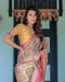 Multicolor Buti & Floral Panel Handloom Cotton Saree with Pink-Green Pallu Art