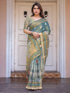 Pastel Sea-Green Scenic Landscape Printed Handloom Cotton Saree with Artistic Pallu & Tassels – Day Wear