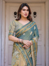 Pastel Sea-Green Scenic Landscape Printed Handloom Cotton Saree with Artistic Pallu & Tassels – Day Wear