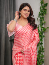 Soft Blush Pink Satin Georgette Heart Printed Saree with Gradient Love Motif Pallu & Matching Blouse