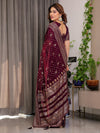 Pastel Green Fendy Chiffon Saree with Foil & Block Prints, Pearl Lace & Tassel Edges