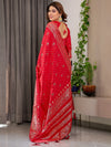 Pastel Green Fendy Chiffon Saree with Foil & Block Prints, Pearl Lace & Tassel Edges