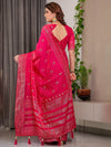 Pastel Green Fendy Chiffon Saree with Foil & Block Prints, Pearl Lace & Tassel Edges