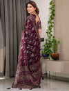 Blush Pink Fendy Chiffon Saree with Foil & Block Prints, Pearl Lace Border & Tassels