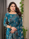Blush Pink Fendy Chiffon Saree with Foil & Block Prints, Pearl Lace Border & Tassels