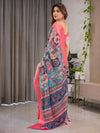 Vibrant Multicolor Cotton Linen Saree with Boho Patchwork Print & Zari Border | Festive Ethnic Wear | With Blouse