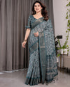 Multicolor Floral Linen Saree for Women | Traditional Indian Festive Wear – Royal Festive Collection
