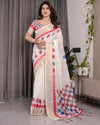 Multicolor Floral Linen Saree for Women | Traditional Indian Festive Wear – Navratri Special Drape