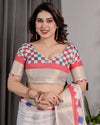 Multicolor Floral Linen Saree for Women | Traditional Indian Festive Wear – Navratri Special Drape