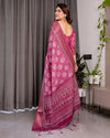 Multicolor Floral Linen Saree for Women | Traditional Indian Festive Wear – Earthy Tones Drape