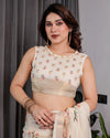 Multicolor Floral Linen Saree for Women | Traditional Indian Festive Wear – Pastel Hues Edition