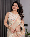 Multicolor Floral Linen Saree for Women | Traditional Indian Festive Wear – Pastel Hues Edition