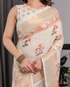 Multicolor Floral Linen Saree for Women | Traditional Indian Festive Wear – Pastel Hues Edition