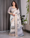 Multicolor Floral Linen Saree for Women | Traditional Indian Festive Wear – Stunning Festive Weave