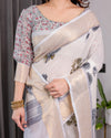 Multicolor Floral Linen Saree for Women | Traditional Indian Festive Wear – Stunning Festive Weave