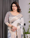 Multicolor Floral Linen Saree for Women | Traditional Indian Festive Wear – Stunning Festive Weave