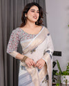 Multicolor Floral Linen Saree for Women | Traditional Indian Festive Wear – Stunning Festive Weave