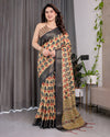 Multicolor Floral Linen Saree for Women | Traditional Indian Festive Wear – Puja Special Edition