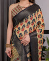 Multicolor Floral Linen Saree for Women | Traditional Indian Festive Wear – Puja Special Edition