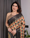 Multicolor Floral Linen Saree for Women | Traditional Indian Festive Wear – Puja Special Edition