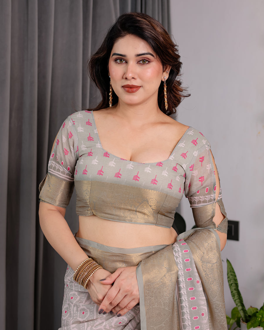 Multicolor Floral Linen Saree for Women | Traditional Indian Festive Wear – Classic Festive Weave