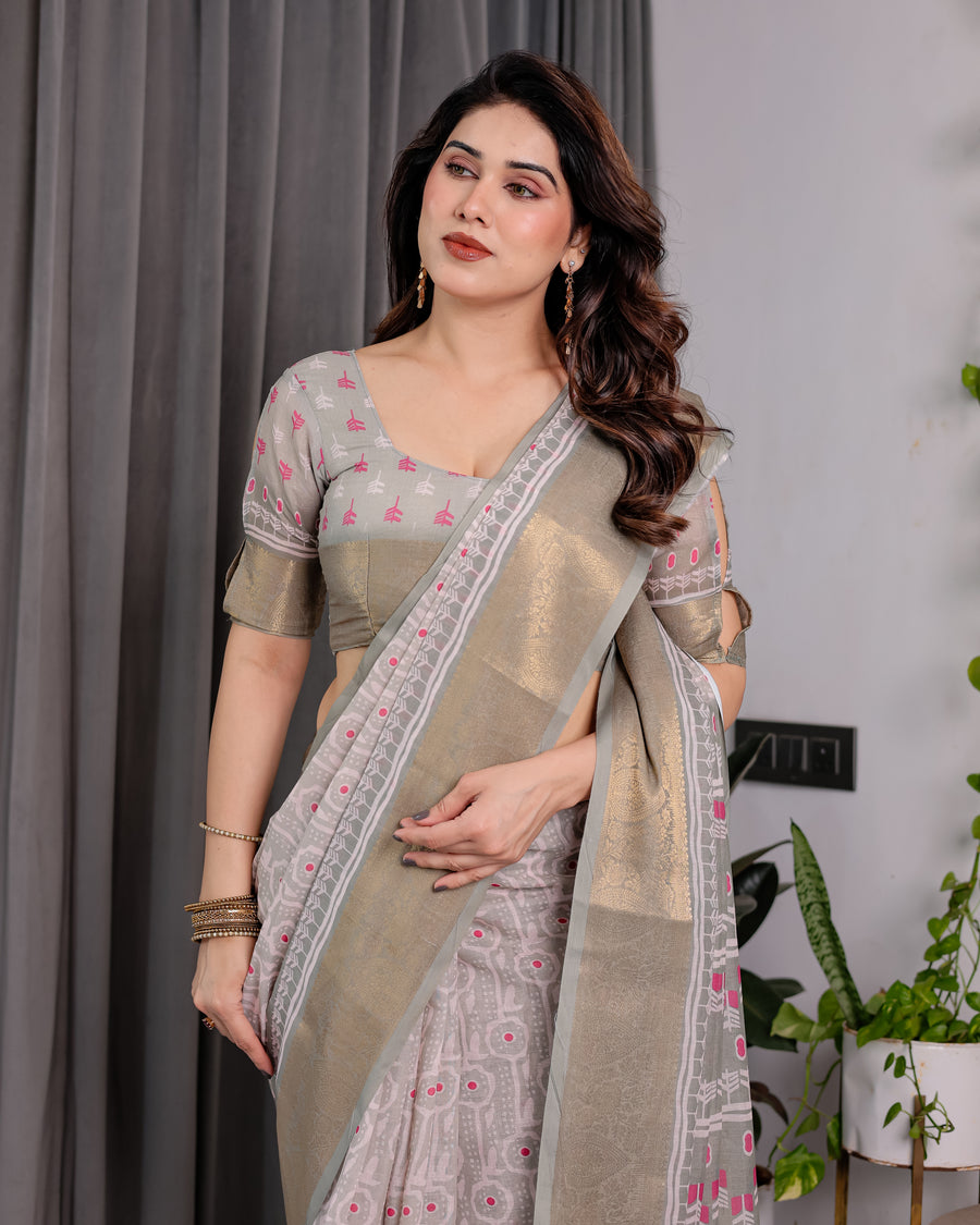 Multicolor Floral Linen Saree for Women | Traditional Indian Festive Wear – Classic Festive Weave