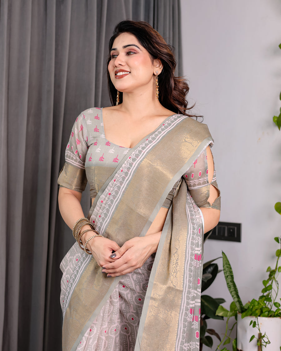 Multicolor Floral Linen Saree for Women | Traditional Indian Festive Wear – Classic Festive Weave