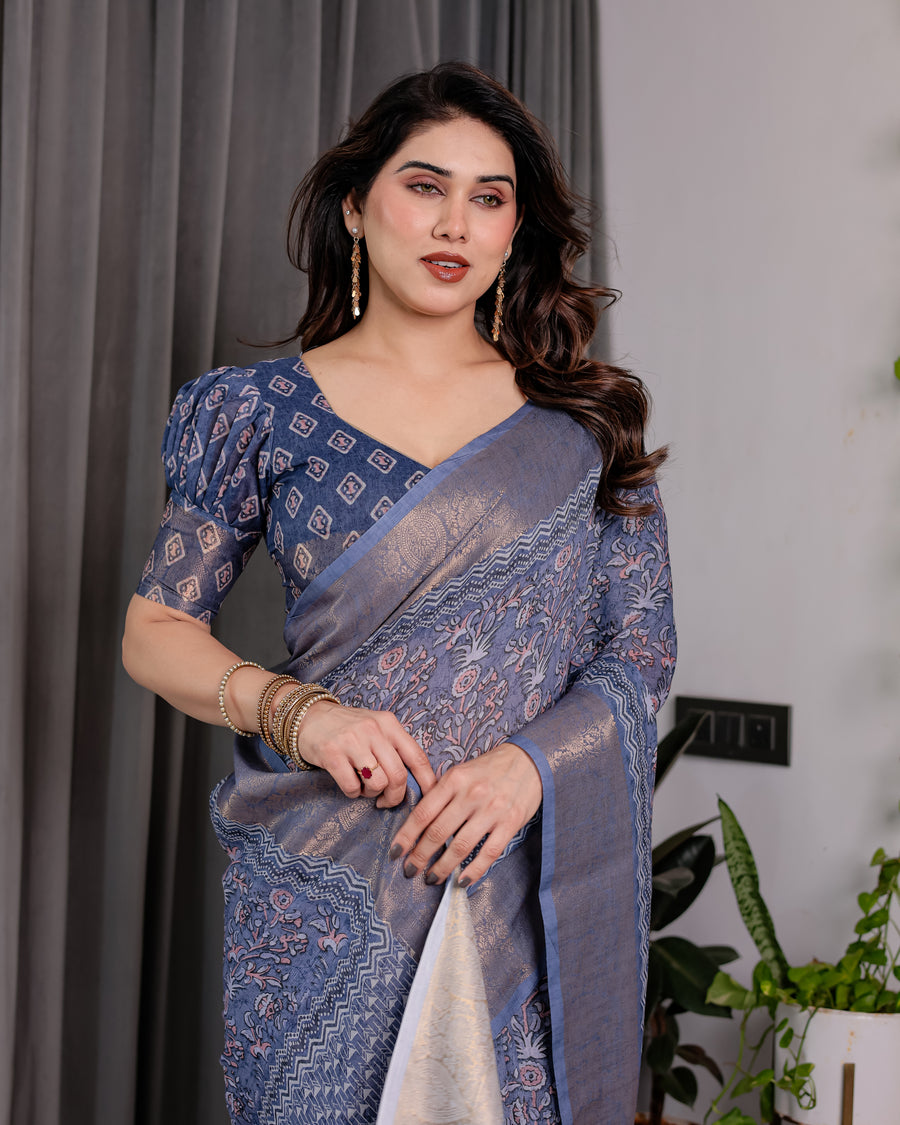Handwoven Beige & Peach Saree with Beautiful Border Detailing – A Timeless Indian Classic