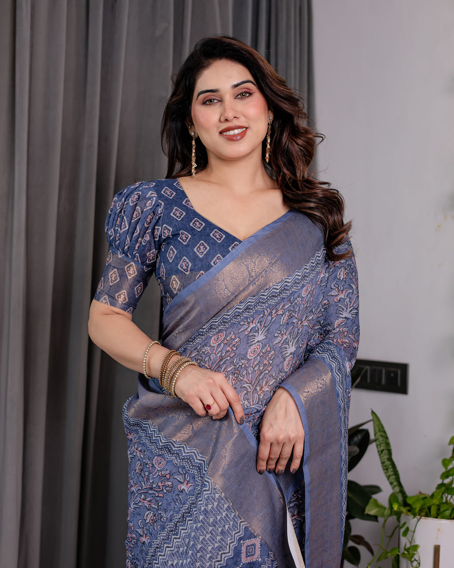Handwoven Beige & Peach Saree with Beautiful Border Detailing – A Timeless Indian Classic