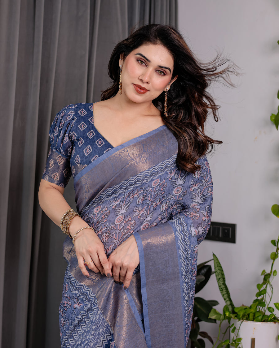 Handwoven Beige & Peach Saree with Beautiful Border Detailing – A Timeless Indian Classic