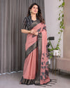 Multicolor Floral Linen Saree for Women | Traditional Indian Festive Wear – Vivid Festive Drape