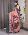 Multicolor Floral Linen Saree for Women | Traditional Indian Festive Wear – Vivid Festive Drape