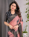 Multicolor Floral Linen Saree for Women | Traditional Indian Festive Wear – Vivid Festive Drape